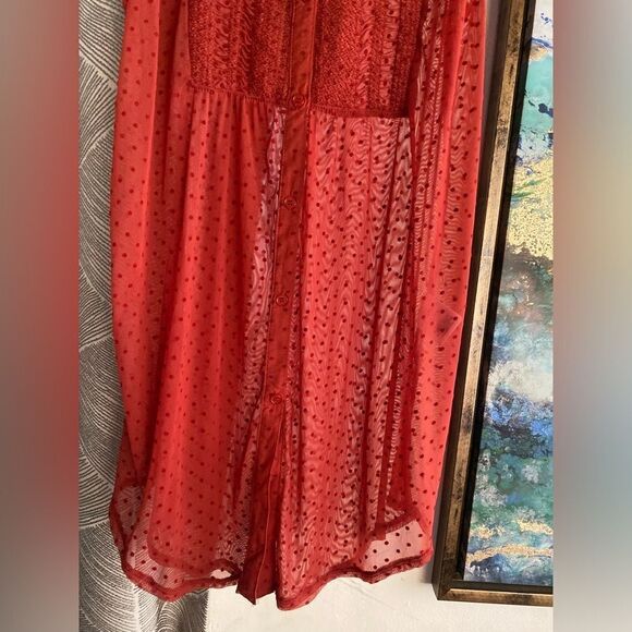 Vanessa Virginia Anthropologie Top Womens Sz Small Red Polka Dot Stretchy Tunic - Picture 14 of 16